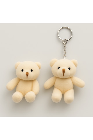 Sevgililer İçin Ayıcık Anahtarlık Sevimli Ve Anlamlı Hediye Bej