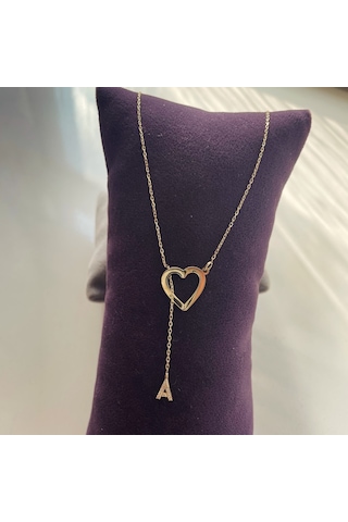 Gümüş Harfli Ve Kalpli Kolye