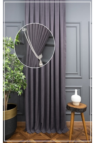 Taç Fon Perde - Gri