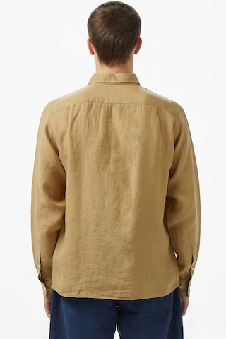 Lacoste Men's Regular Fit Button-down Collar Linen Shirt Camel Erkek Düğmeli Yaka Keten Gömlek Camel