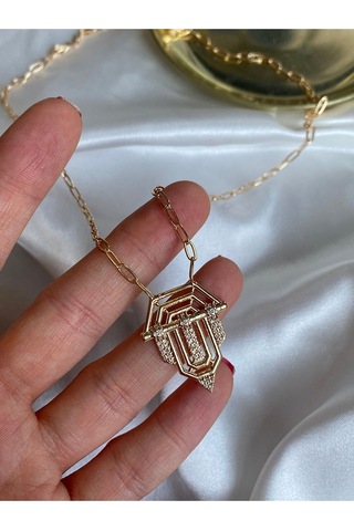 Pinery Jewels Zirkon Taşlı Altın Kaplama Zincir Altın
