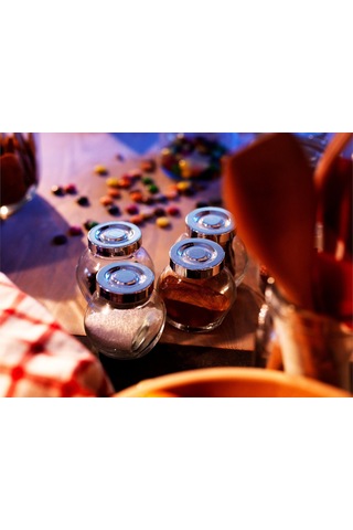 4 Adet Baharat Kavanozu Meridyendukkan Cam-gümüş Kapak 15 Cl Cam Kavanoz