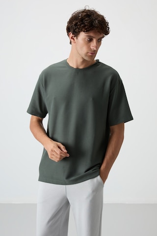 Air Jones Tommy Life Haki Waffle İnterlok Yüzeyi Dokulu Oversize Fit Basic Erkek T-shirt - 88379 Haki