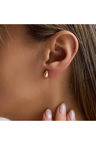 Sembol Gold 14 Ayar Sade Damla Altın Küpe 0.70 Gram 1.0 Cm T14682 Çok Renkli