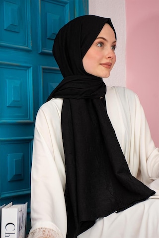 Bambu Kraş Şal Tesettür Giyim, Yüksek Kalite, Hafif, Rahat, Şık, Premium, Lux, Shawl, Scarf Siyah