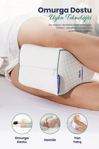 Bacak Arası Ortopedik Yastık Diz Arası Visco Yastık 25x19x14 Cm Beyaz