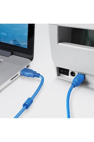 Fully G-534db Şeffaf Mavi 3 Metre Usb Yazıcı Kablosu