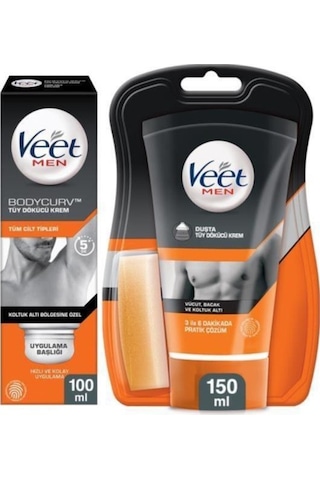 Veet Men Duşta Tüy Dökücü Krem 150 ML + Men Koltuk Altına Özel Tüy Dökücü Krem 100 ML