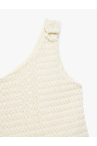 Koton Tek Omuz Toka Detaylı Kolsuz Crop Bluz Bej 5skg60123ak Ekru