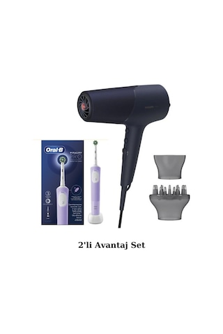 Philips BHD510/10 2300 W İyon Özellikli Saç Kurutma Makinesi + D103 Lila Şarjlı Diş Fırçası