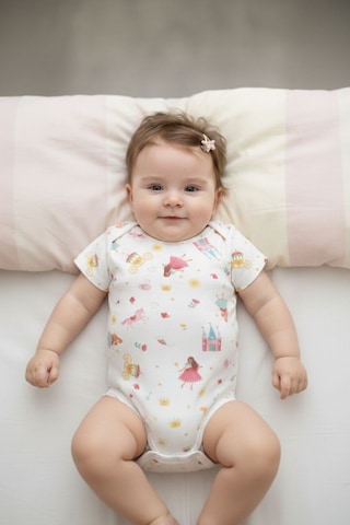 Le Mabelle Beyaz Çiçek Desenli İkili Kız Bebek Zıbın Set - Zoe Beyaz