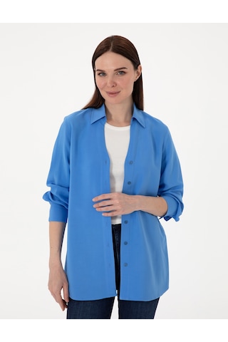 Pierre Cardin Kadın Mavi Gömlek Desenli 50311566-vr036 Mavi