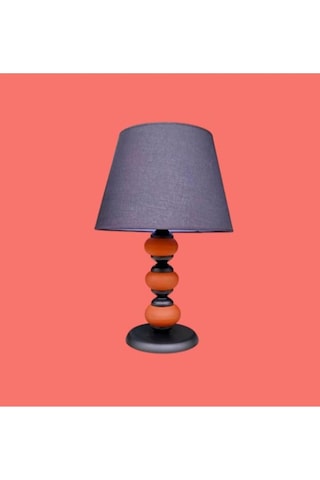 Odessa Abajur Siyah Metal Kırmızı Seramik Siyah Şapka Bordo