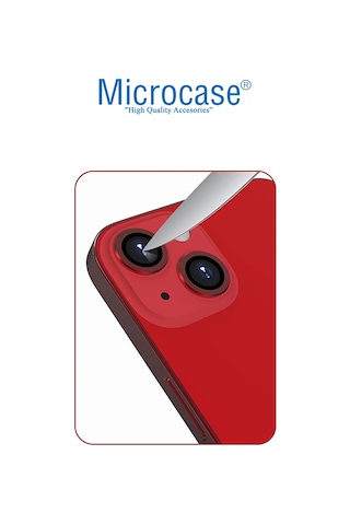 Microcase Apple Uyumlu iPhone 13 Kamera Camı Lens Koruyucu Halka Set Kırmızı