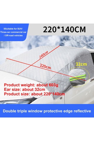 Youtek Otomobil Ön Cam Koruması: Dört Mevsim Kullanım, Don, Kar Ve Güneşe Karşı Etkili Koruma, 220x140cm Boyutlarında