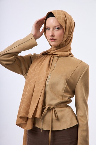 Mirsoy Scarf Lina Modern Desen Şal Krem