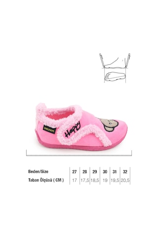 Gezer Kışlık Kız Çocuk Rahat Taban Cırt Cırtlı Ayarlanabilir Ev Okul Kreş Panduf Ayakkabı Fuşya