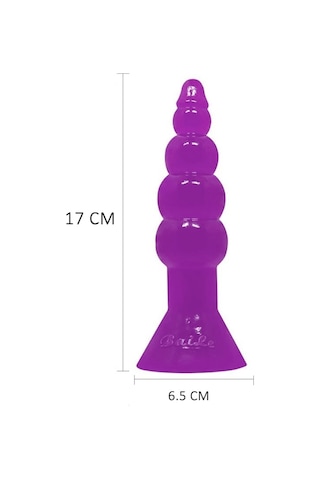 Hızlı Express Baile Boğumlu 17 CM Silikon Anal Plug Vantuzlu Anal Tıkaç Mor Dildo