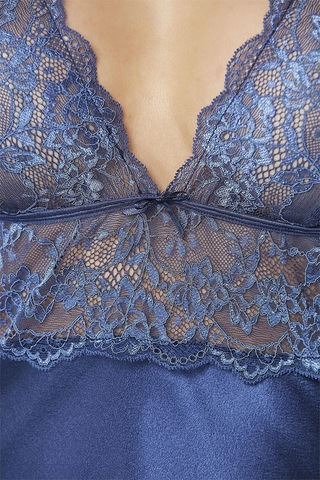 Pierre Cardin 905 Kadın İp Askılı Saten Gecelik-lacivert Lacivert