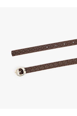 Koton Geometrik Örgü Dokulu Metal Tokalı İnce Kemer Kahverengi 7wak10087aa Kahve
