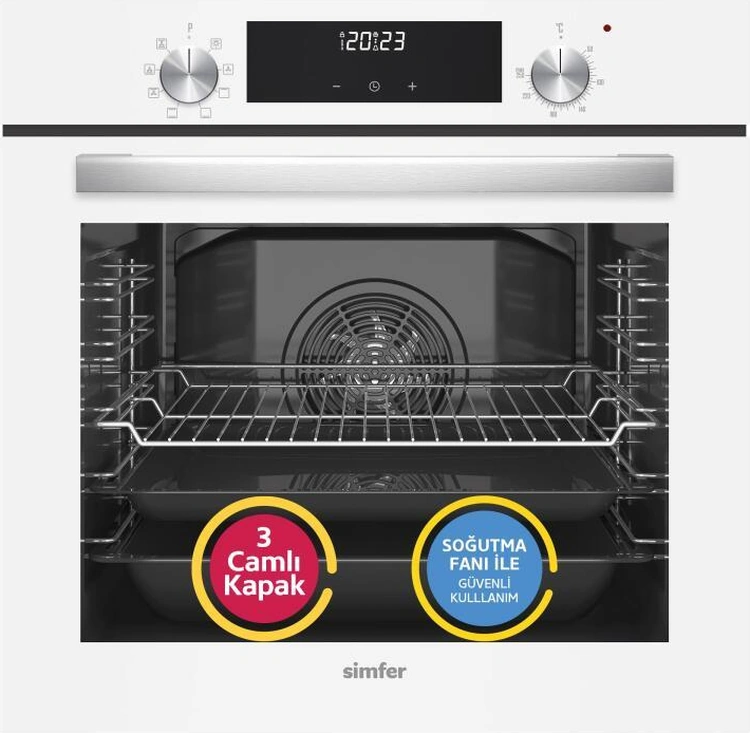 Simfer SB8209 - T3507 - SD8704 QS Dijital Beyaz 3'lü Ankastre Set