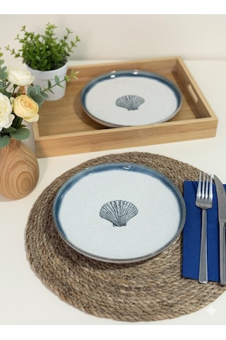 Moderna 4 Parça 21 Cm Pasta Tabağı Tarçın Midye Desenli Tarçın