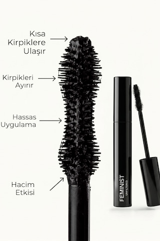 Özel Fırça Hacim Ve Uzatma Etkili Maskara Doğal Formüllü Koyu Siyah