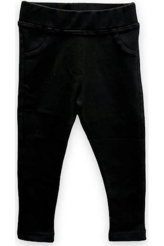 Kız Çocuk Beli Lastikli Pamuklu Tayt Pantolon-11455 SiYAH