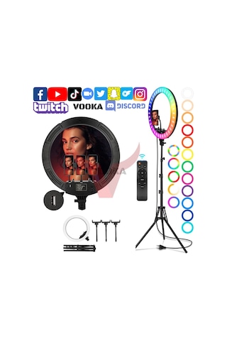 Vilya 45cm Megalüx Döküm Ayaklı Profesyonel Kuaför Makyaj Çekimleri 18ınç 460 Led Ring Lıght