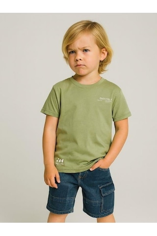 Jack Lions Erkek Bebek Pamuklu Sırtı Baskılı Skate T-shirt-15702 Yeşil
