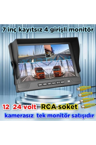Kayıtsız 4 Kanallı 7 İnç Monitör 12 24 Volt Kamerasız