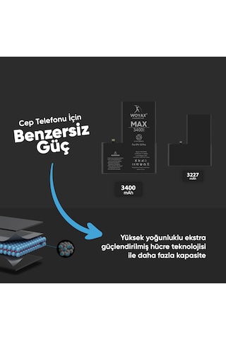 Woyax Apple Uyumlu iPhone 15 Pro Premium Batarya 3400 Mah Yüksek Kapasi