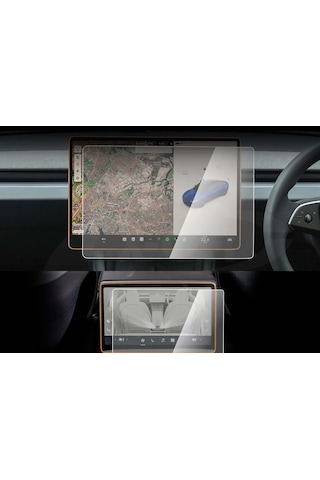 Tesla Model Y Juniper Ekran Koruyucu Nano Film 2 İn 1 Set