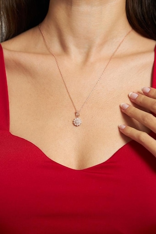 Roza Silver Zirkon Taşlı Rose Elmas Montür Çiçek Gümüş Kolye