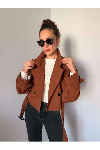 Kahve Reglan Kısa Ceket Kahve