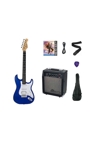 Strauss St-20hhssb-bl Elektro Gitar-metalik Mavi Set Anfi-softcase-askı-tel-kablo-pena