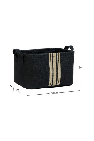 Ocean Home Textile Çizgili Siyah Renk Jüt Sepet 30 x 21 x 18 cm