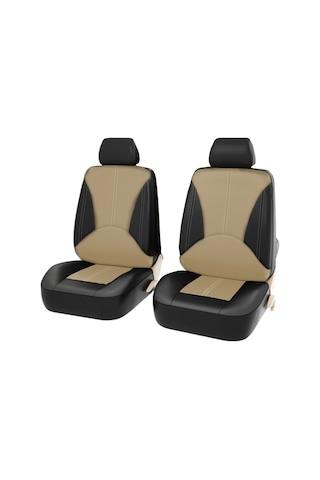 4 Parça Araba Koltuğu Kapakları, Evrensel Nefes Deri Bej Ve Siyah