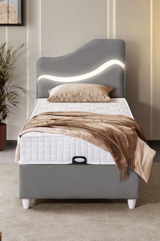 Baza Seti, Merry Ledli Tek Kişilik Baza Başlık Maxi Yatak Seti, 90x190 Cm 90 x 190