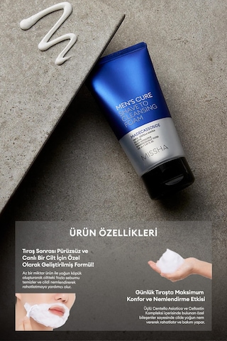 Özel İçerikleriyle Nemlendiren, Temizleyen Tıraş Köpüğü Men's Cure Shave To Cleansing Foam
