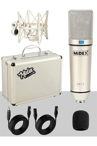 Midex Cx1-c Mikrofon Phantom Power Kulaklık Stand Shock Mount Filtre Paketi