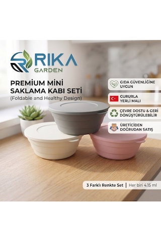 Rika Garden 3 Lü Plastik Saklama Kabı Renkli