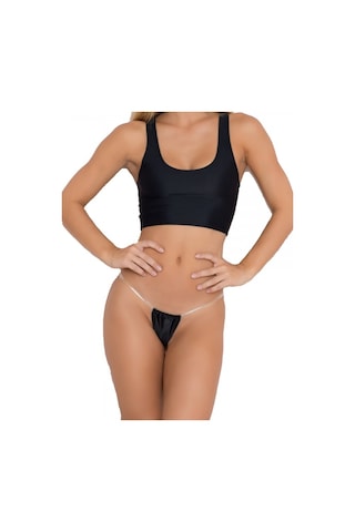 Desire İn Motion Şeffaf Lastikli Fantezi Kadın Parlak Tanga Külot Siyah Siyah