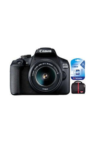 Canon EOS 2000D 18-55 MM DC III DSLR Fotoğraf Makinesi + Verbatim Premium 600X 32 GB Hafıza Kartı