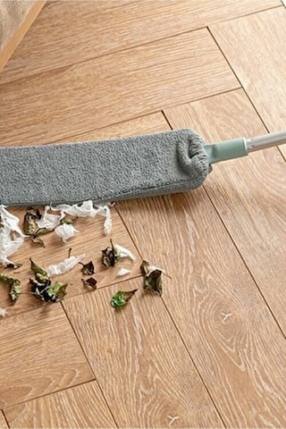1 Yedekli Mikrofiber Başlıklı Girintili Yüzey Dip Köşe Raf Temizleme Mopu Toz Alma Fırçası