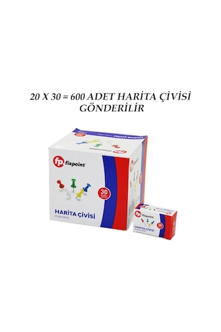 600 Adet Harita Çivisi Renkli 20pcs X 30 5639 1