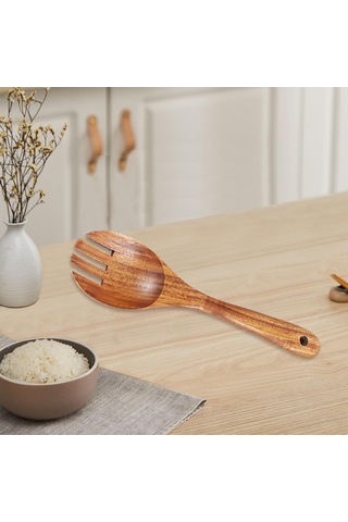 Suntek Salata Kaşığı Çatal Uzun Saplı Kolay Temiz Ahşap