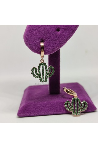 YEŞİL TAŞLI KAKTÜS HALKA GÜMÜŞ KÜPE