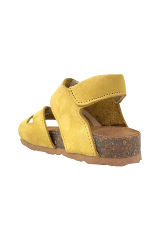 Hakiki Deri Mantar Taban Sağlıklı Çocuk Sandaleti Sarı Sarı
