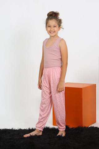 Akbeniz Kız Çocuk Sıfır Kol Gül Kurusu Penye Pijama Takım 20433 Gülkurusu